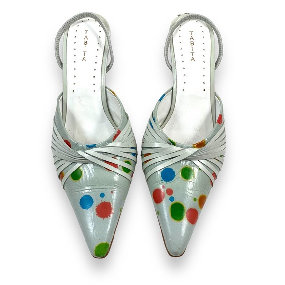 ❌SOLD❌ 1990's leather pointed toe funky slingback heels by TABITA - Picture 3 of 13
